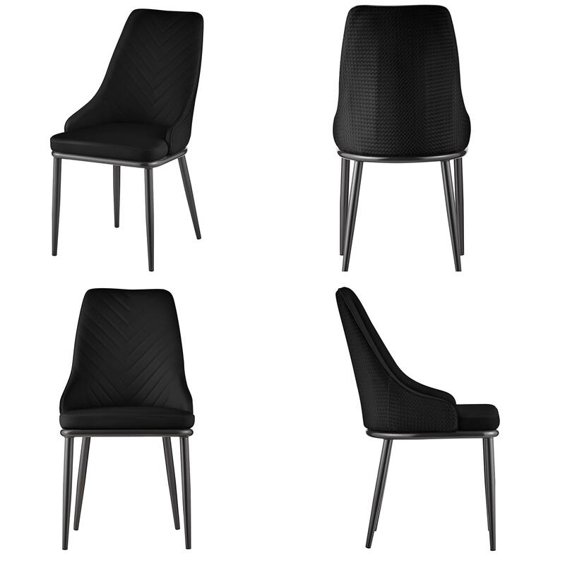 Faux Leather Upholstered Dining Chairs with Woven Back, Set of 2 - 18.11"W x 21.26"D x 36.61"H