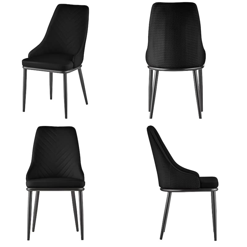 Faux Leather Upholstered Dining Chairs with Woven Back, Set of 2 - 18.11"W x 21.26"D x 36.61"H