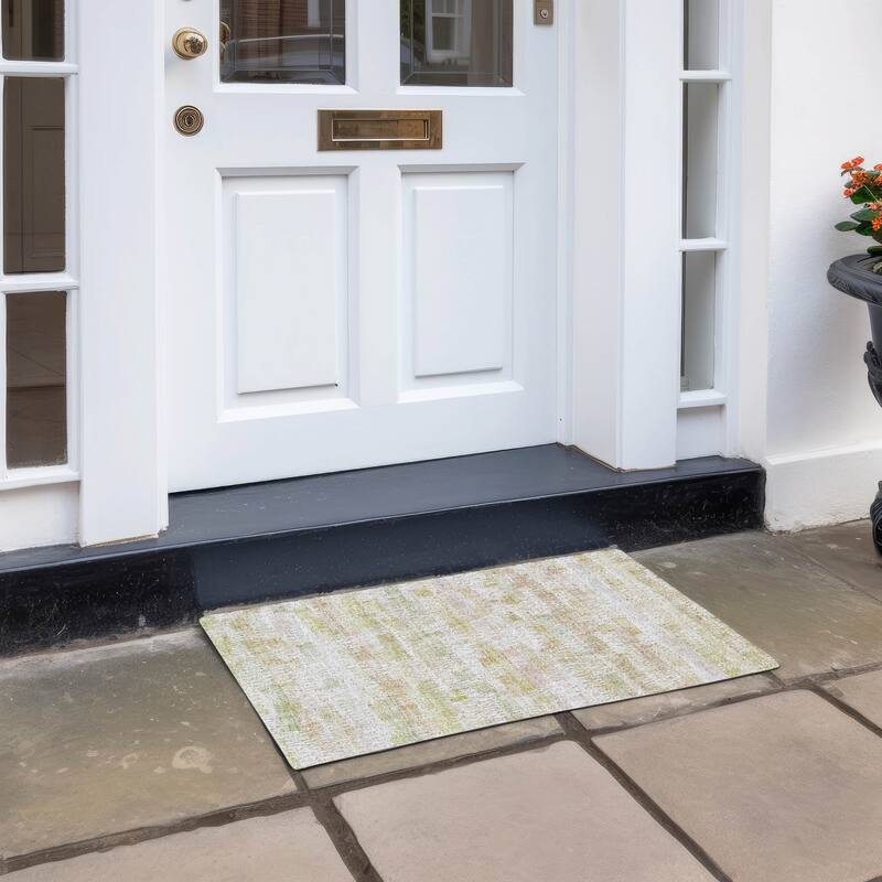 Machine Washable Indoor/ Outdoor Chantille Abstract Zig Zag Rug - Gold - 1'8" x 2'6"