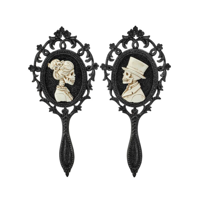 14" Skull hand Mirror Set of 2