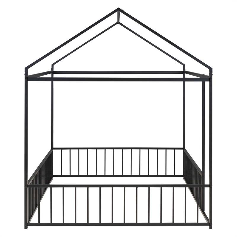 Metal Bed House Bed Frame with Fence