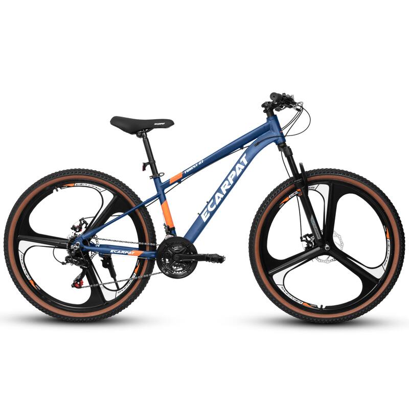 Ecarpat 27.5 Inch Mountain Bike, 21 Speed with Dual Disc Brakes, Front Suspension Fork, High Carbon Steel Frame for Men & Women