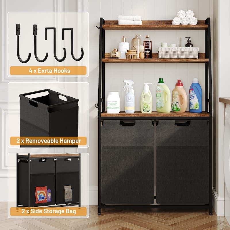 Laundry Sorter 112L/142L/170L Laundry Hamper Organizer Laundry Basket with Removable Bags