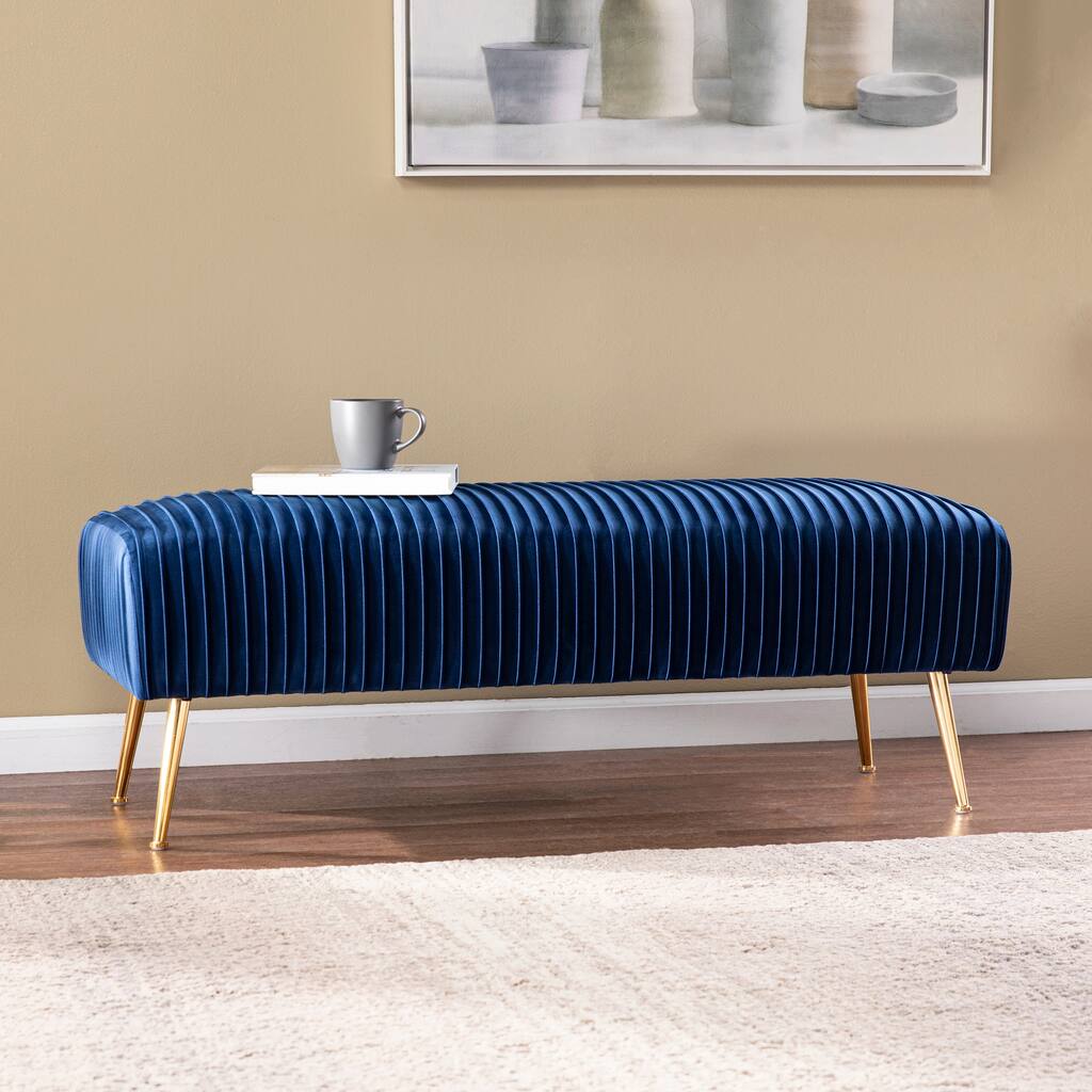 SEI Furniture Delco Contemporary Blue Fabric Bench