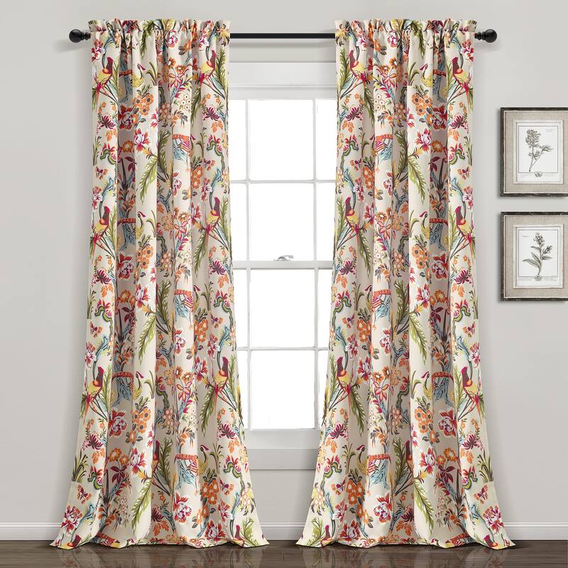 Lush Decor Dolores Room-darkening Floral Curtain Panel Pair - 52" W x 84" L - Neutral/Multi