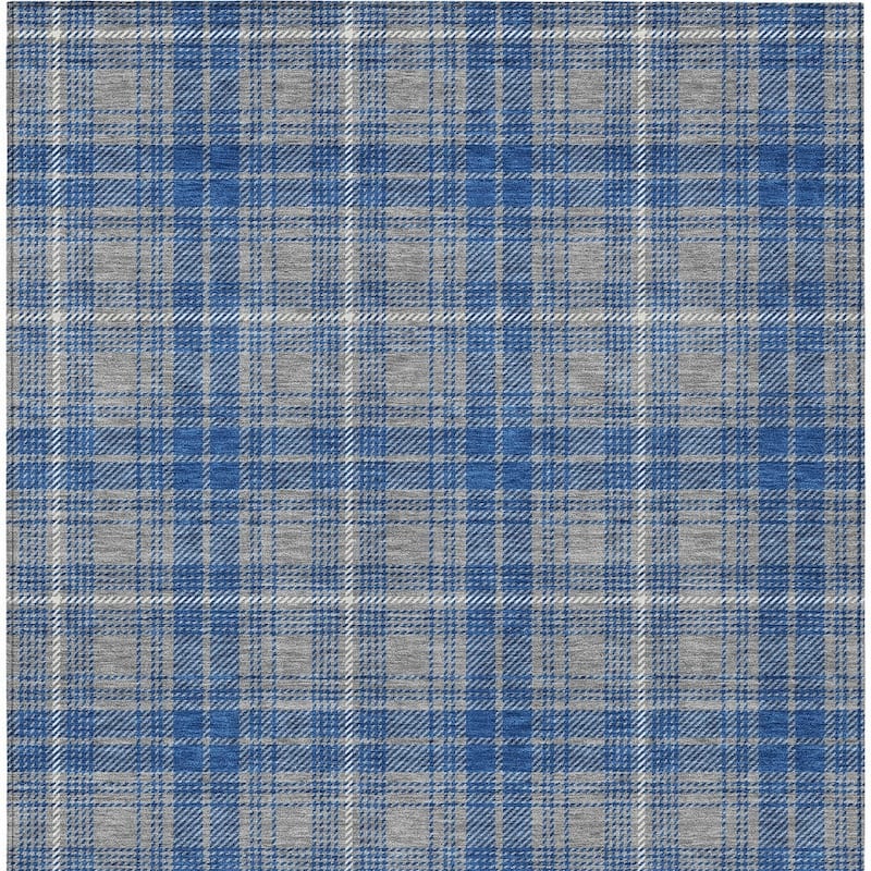 HomeRoots Plaid Transitional Rectangle Outdoor Rug