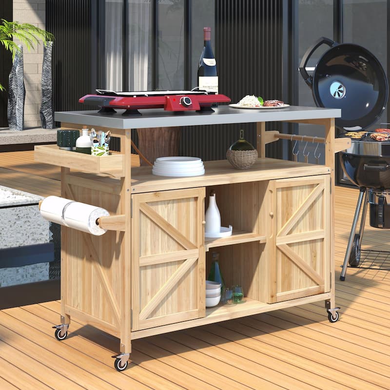 Farmhouse Outdoor Kitchen Island - Natural