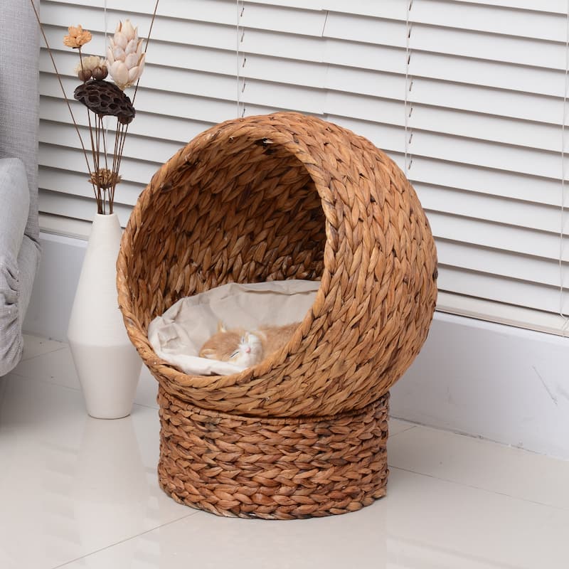 Pawhut Banana-Leaf Condo Pod Elevated Cat Bed