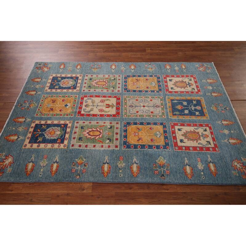 Garden Design Kazak Oriental Area Rug Handmade Wool Carpet - 4'3" x 6'2"
