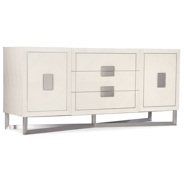 Hooker Furniture 638-85456 Kennsington 70" Wide 2 Shelf Anigre Wood and Stainless Steel Accent Cabinet from the Melange - White