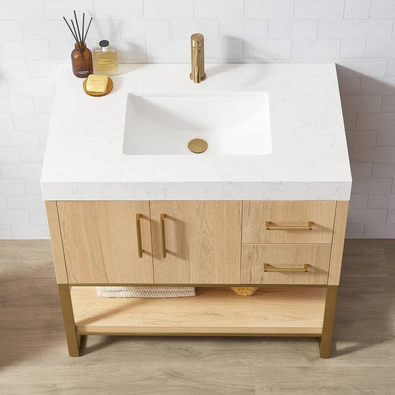 Kolkata Bathroom Vanity in Weathered Oak without Mirror