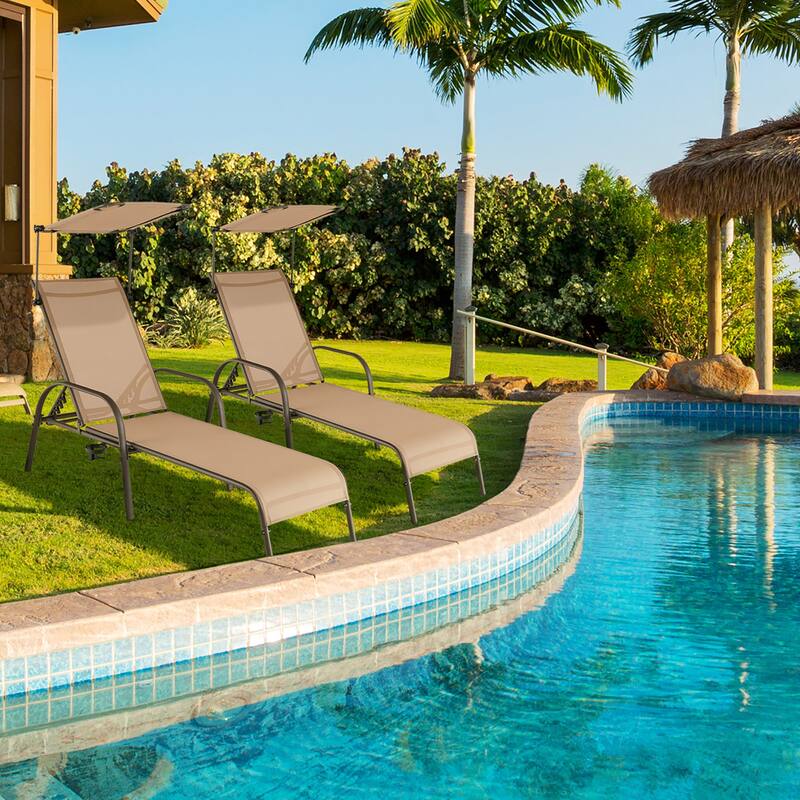 Costway Patio Heavy-Duty Chaise Lounge 5-Level Adjustable Outdoor - See Details