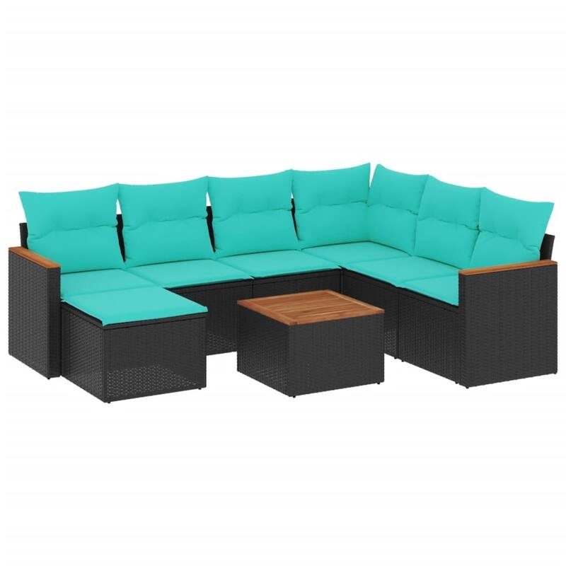 vidaXL Patio Sofa Set with Cushions Outdoor Conversation Furniture Poly Rattan - 24.4x 24.4x 27.2
