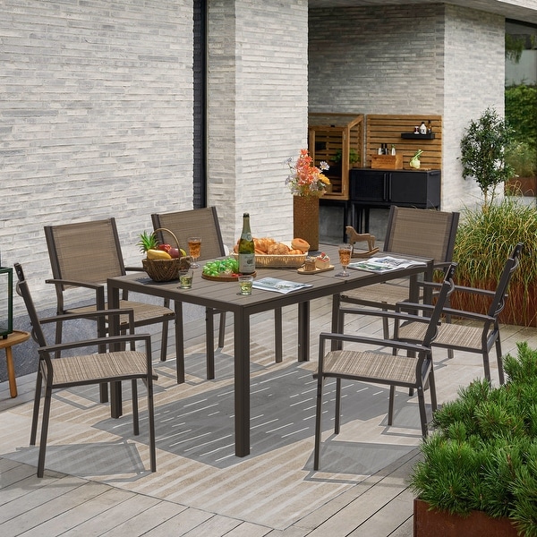 Furniwell 7 Pieces Patio Dining Set Outdoor Furniture Set with Rectangular Table Bed Bath Beyond 37551936