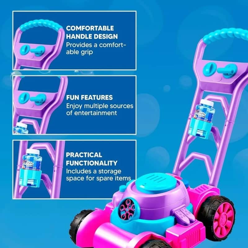 Joyfy Bubble Lawn Mower Bubble Machine, Pink - 7 x 10 x 13