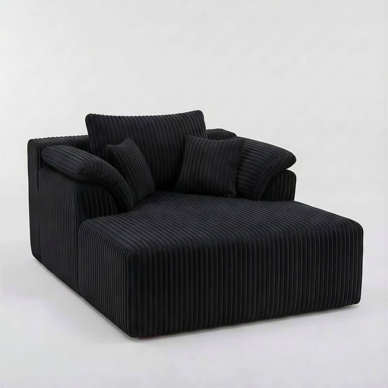 60" Chaise Lounge Chair, Oversized Boneless Corduroy Sofa Bed with Deep Seat, Indoor Sleeper Couch Reading Chair
