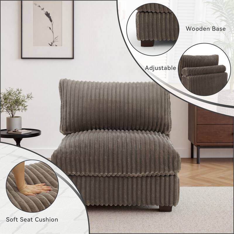 Cotton Flannel corner Sofa Armless Modular Sectional Sofa Seamless Combination