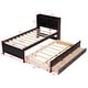 preview thumbnail 41 of 39, Twin Bed with USB, Type-C Ports, LED Lights & Trundle - Bookcase Headboard