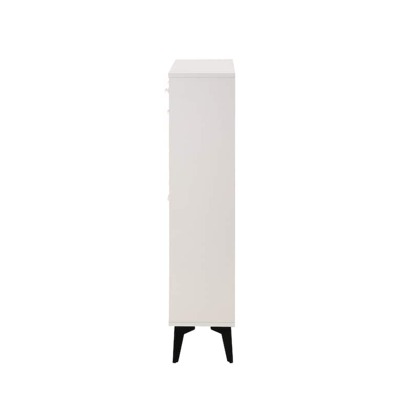 Modern Wood Shoe Storage Cabinet - 2 Flip Drawers and Drawer