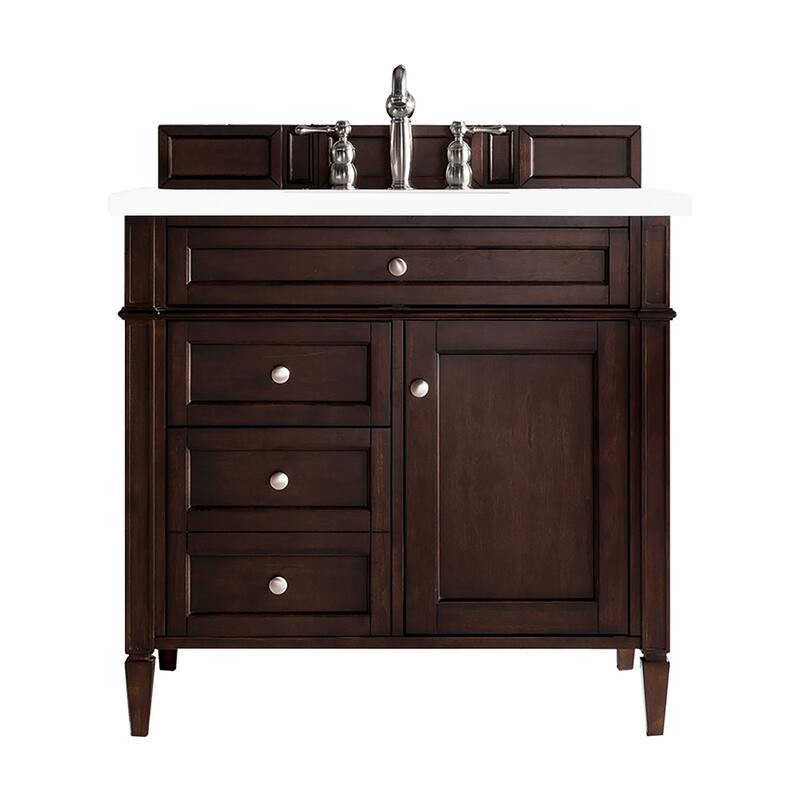 James Martin Vanities 650-V36-3WZ Brittany 36" Single Basin Poplar - Burnished Mahogany