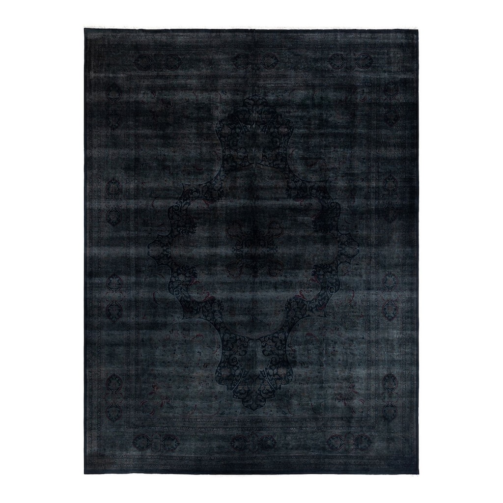 Overdyed, One-of-a-Kind Hand-Knotted Area Rug - Black - 12' 2" x 16' 3"