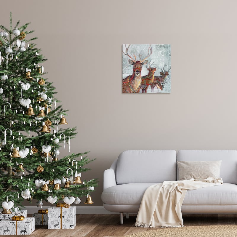 Stupell Winter Reindeer Holiday Landscape Canvas Wall Art by Ruane Manning