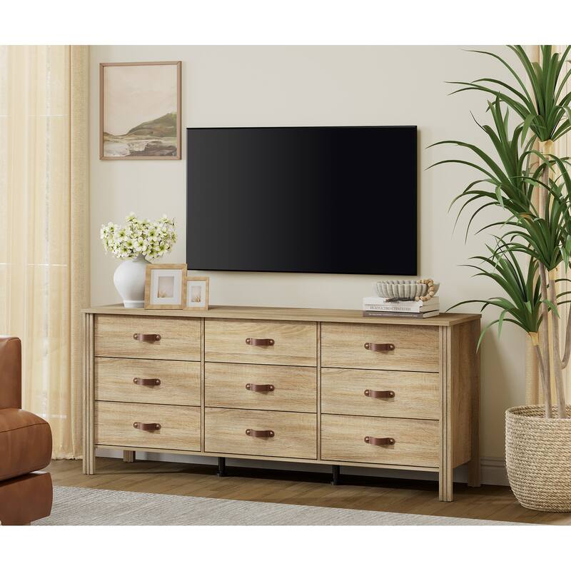 WAMPAT White Dresser for Bedroom, Large Long Dresser with Fabric Drawers, Kids Dressers & Chest of Drawers,