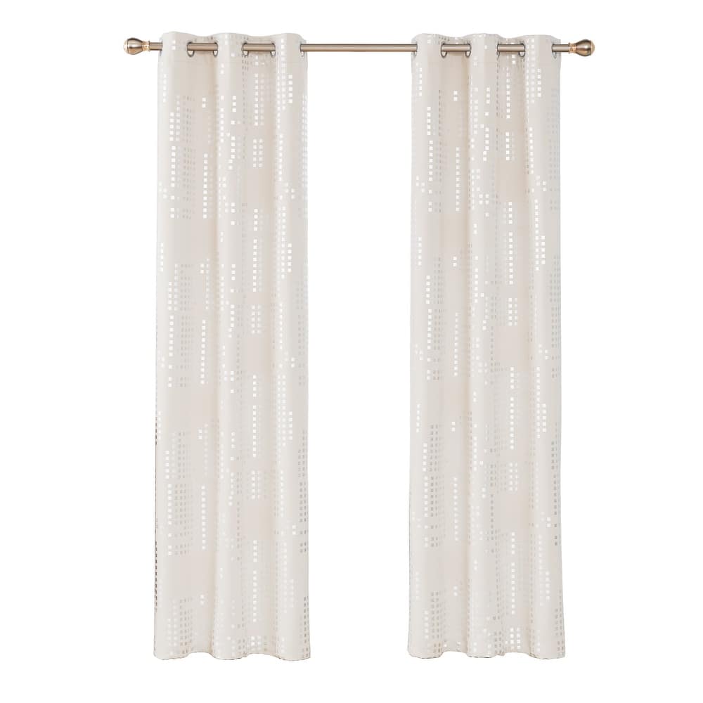 Room Darkening Silver Foil Pattern Grommet Curtains 2 Panels