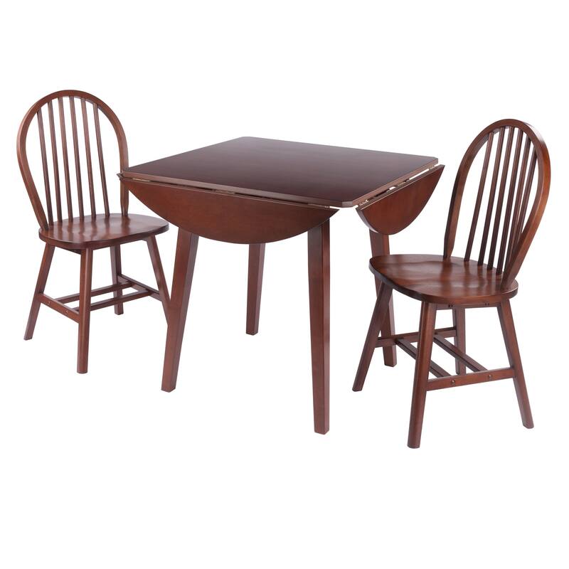 Dawson 3-Pc Drop Leaf Table with Windsor Chairs, Walnut