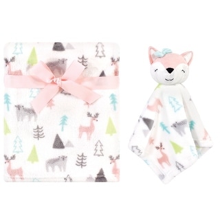 Luvable Friends Baby Girl Plush Blanket and Security Blanket, Fox Woodland, One Size - Fox Woodland - One Size