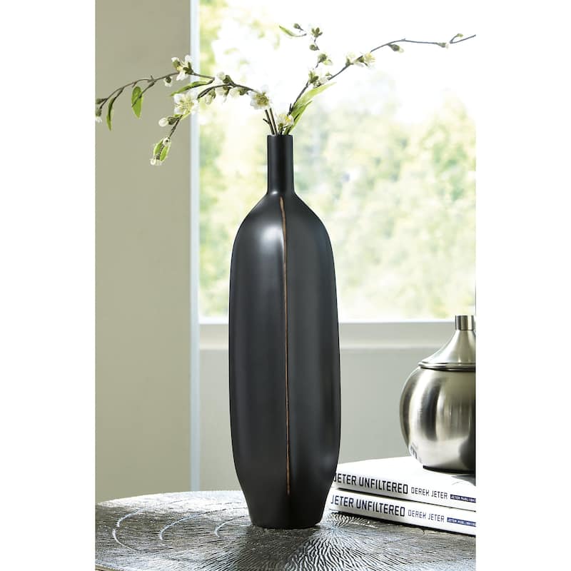 Signature Design by Ashley Rhaveney Black Vase (Set of 3) - 3.94" W x 3.94" D x 15.75" H