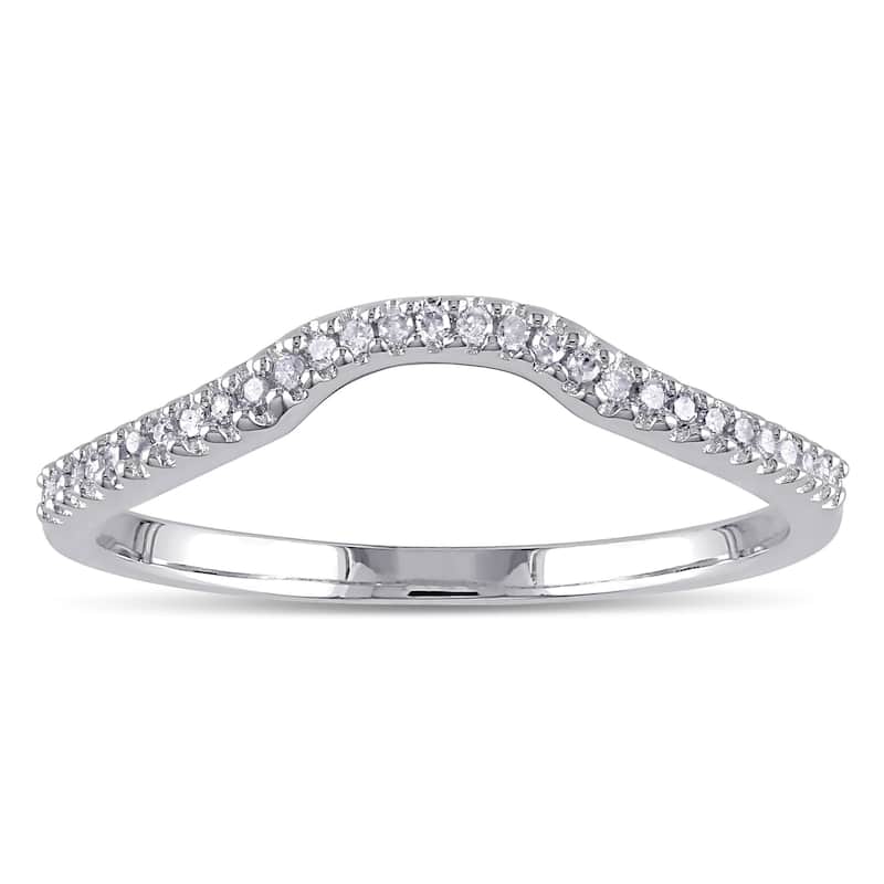 Sterling Silver 1/10ct TDW Diamond Anniversary Style Contour Stackable Wedding Band