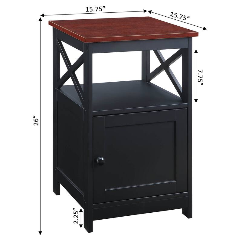Convenience Concepts Oxford End Table with Storage Cabinet and Shelf