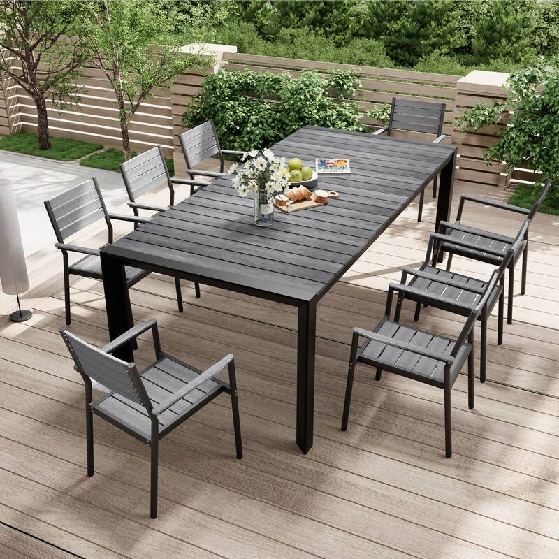 Pellebant Premium Outdoor Patio Aluminum Dining Table with Umbrella Hole