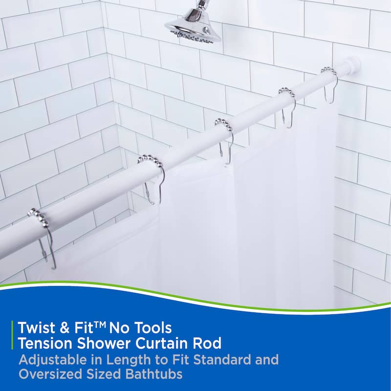Kenney Twist & Fit No Tools Camlock Tension Shower Curtain Rod, 42-72"