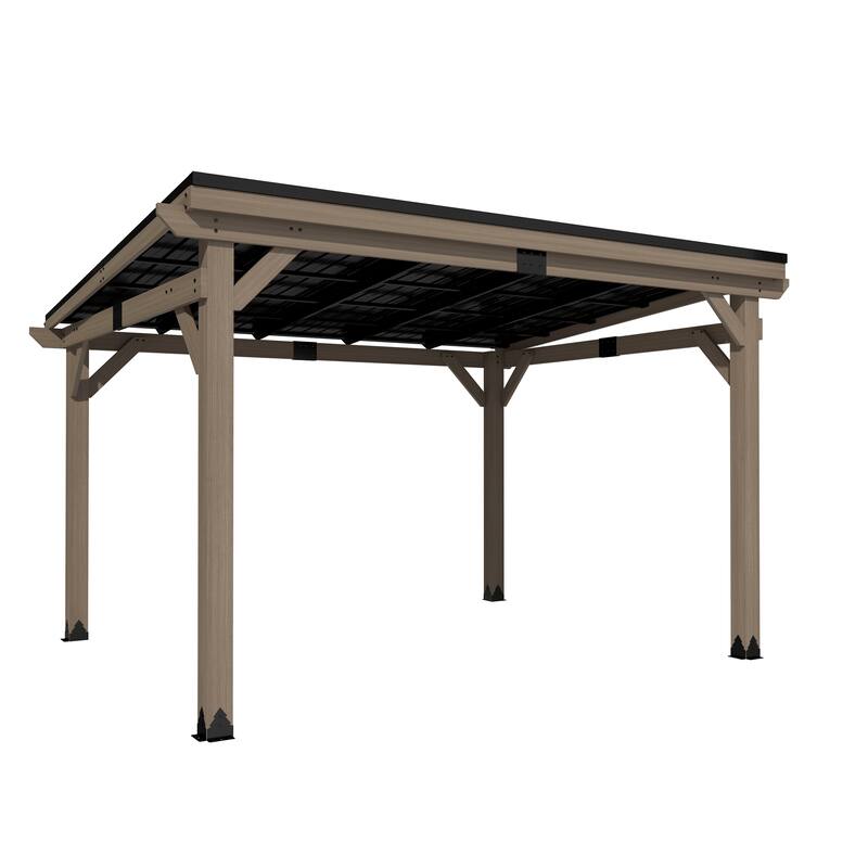 Outdoor Hardtop Gazebo, Cedar Wood Gazebo with Galvanized Steel‌ Roof