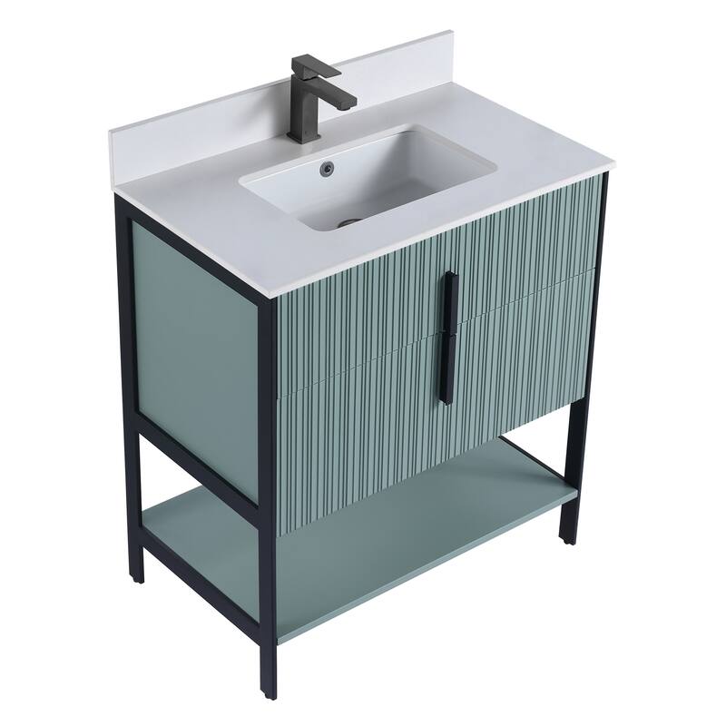 Fine Fixtures Serenity Modern Bathroom Vanity with White Stone Top