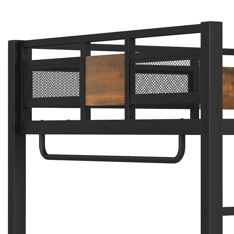 Full Loft Bed with Desk Storage and Metal Frame No Box Spring Needed