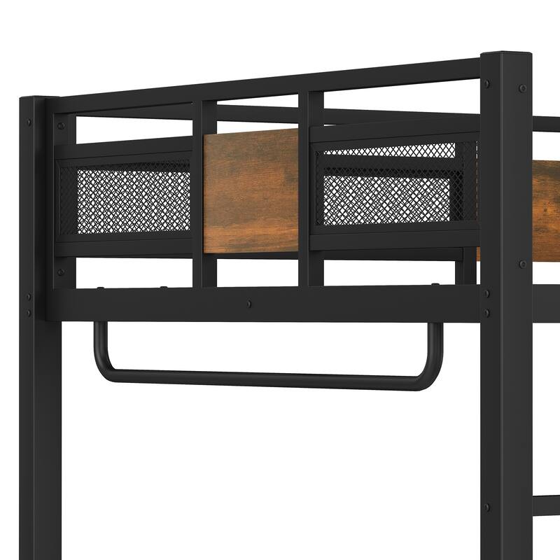 Queen Loft Bed with Desk and Storage, Metal Frame, No Box Spring Needed