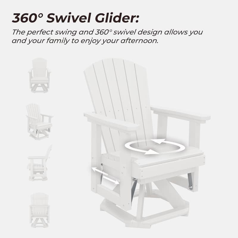 Set of 2 HDPE Adirondack Swivel Gliders, Outdoor Patio Chair Set