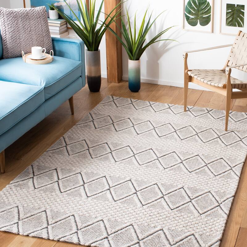 SAFAVIEH Handmade Marbella Blair Wool Rug - 3' x 5' - Silver/Black