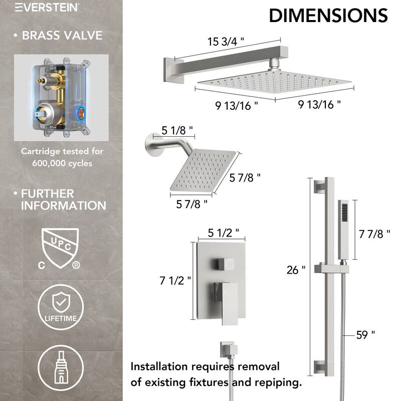 Dual Shower Head System with 10" High Pressure Handheld Spray And Slide Bar