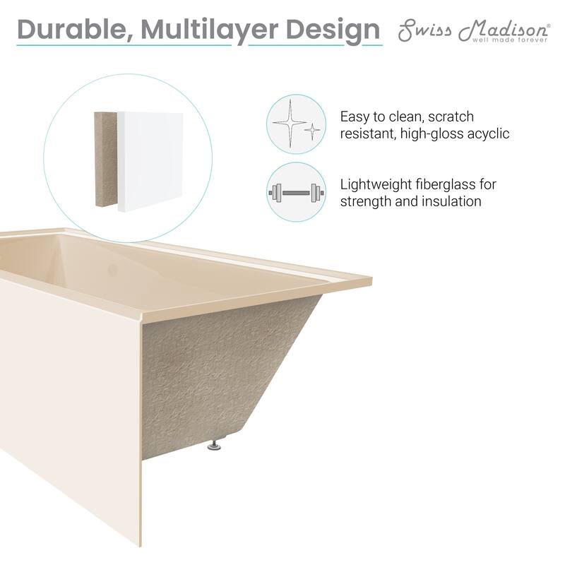 Lausanne 48" X 32" Left-Hand Drain Alcove Bathtub With Apron In Bisque - 32x48 Left