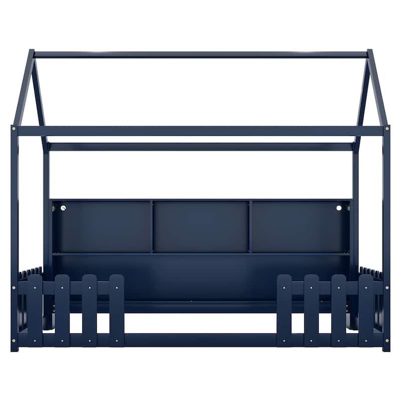 GDF Studio - Fairmont Twin Montessori House Bed with LED Light and Storage Bookshelf