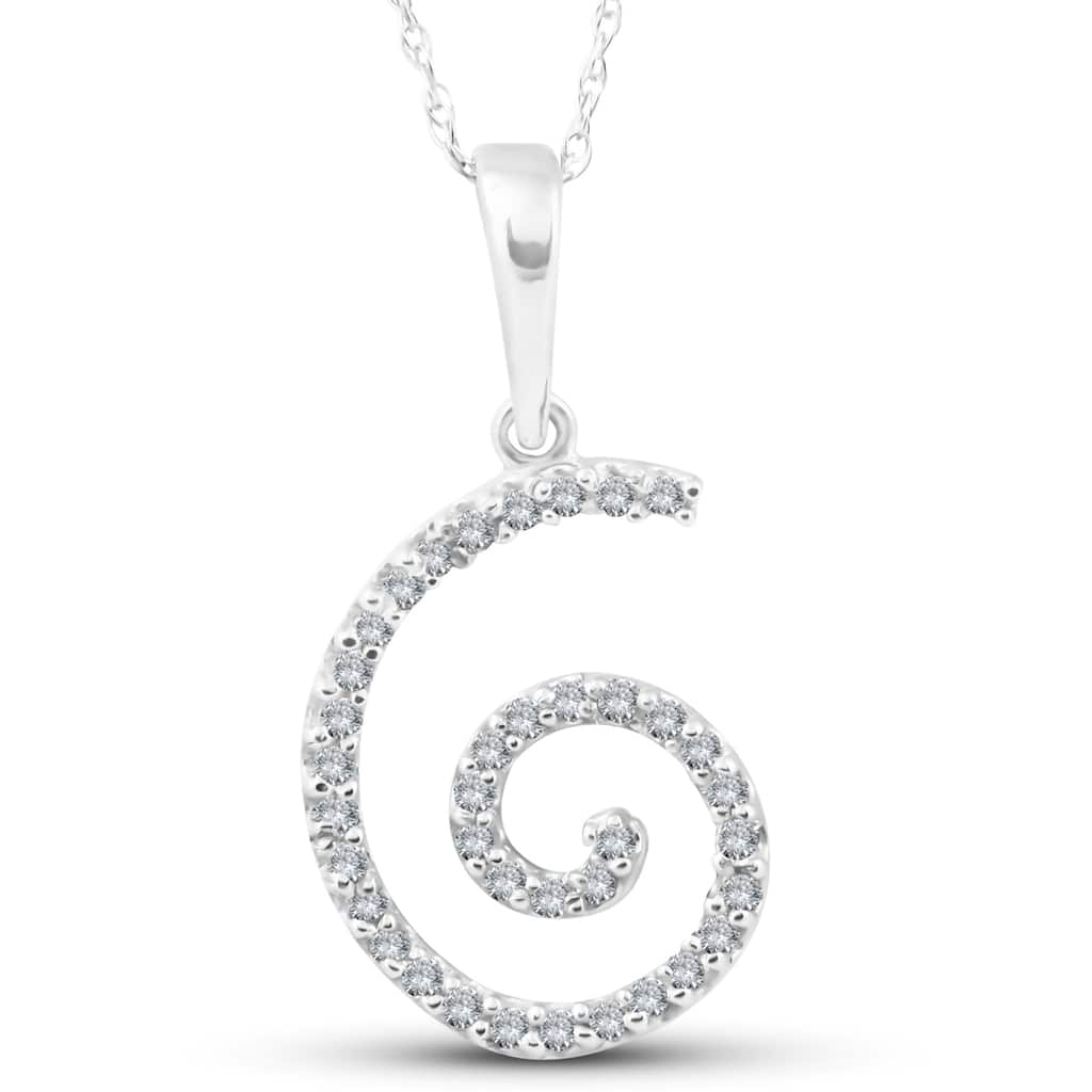 Bliss Diamond 1/10ct Diamond Spiral Pendant White Gold