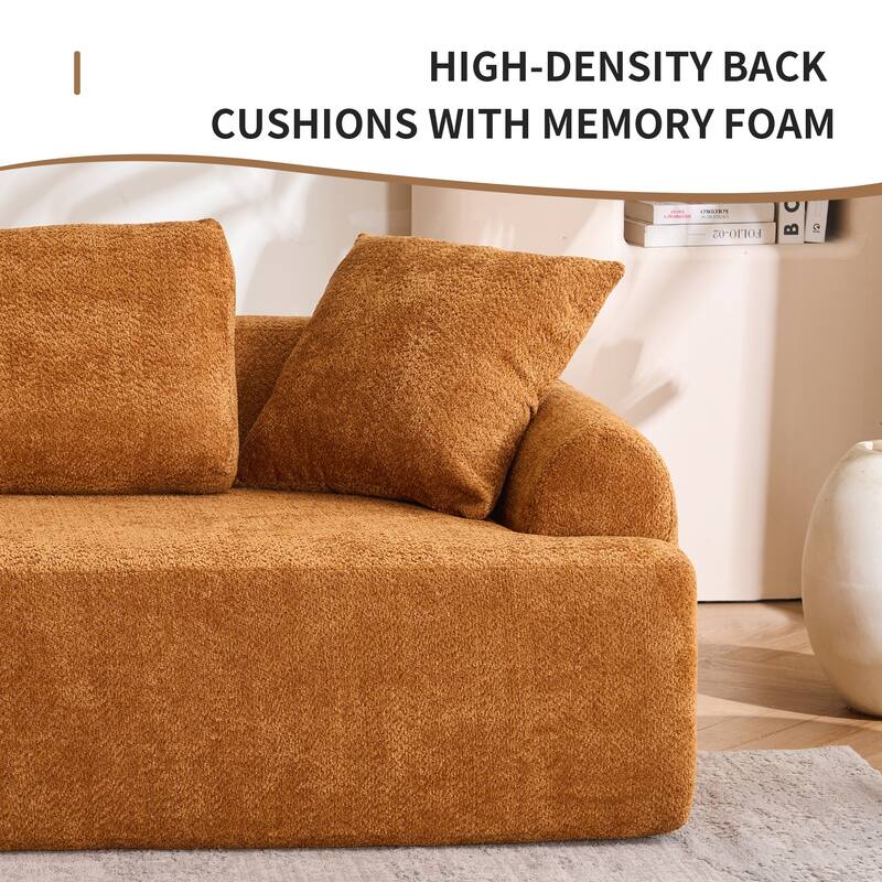4-seater Orange Compression Sofa, Fabric, Foam+Spring, 103"L x 36"W x 26"H
