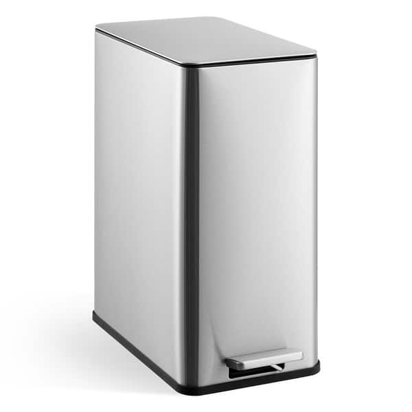 slide 2 of 7, 4 Gallon Stainless Steel Bathroom Slim Trash Can Silver