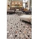 preview thumbnail 1 of 2, Canady Handmade Mosaic Leather Rug, Wolf Gray/Rust, Area Rug 5' x 8' - Wolf Gray/Rust Orange/Ivory Cream
