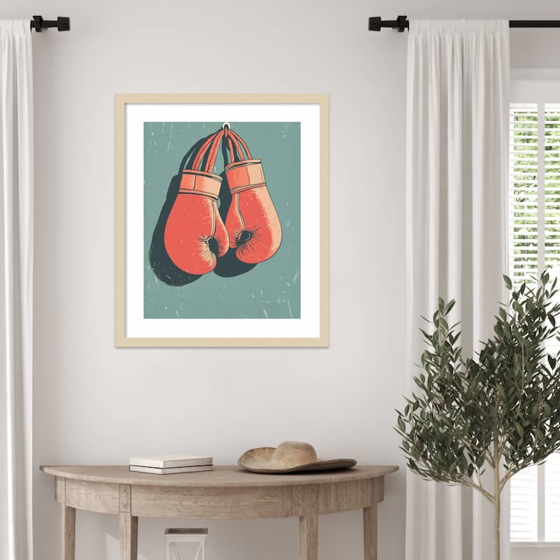 Boxing Gloves by Andreas Magnusson Wood Framed Wall Art Print