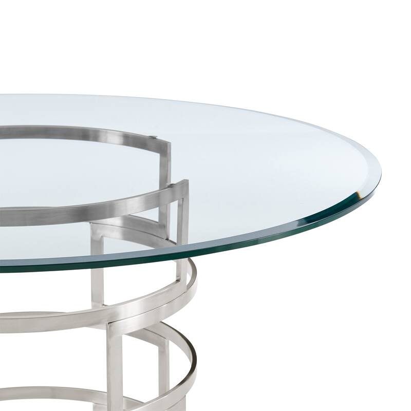 Diaz Morgan 5 Piece Round Glass Dining Table Set with Metal Frame and Upholstered Chairs